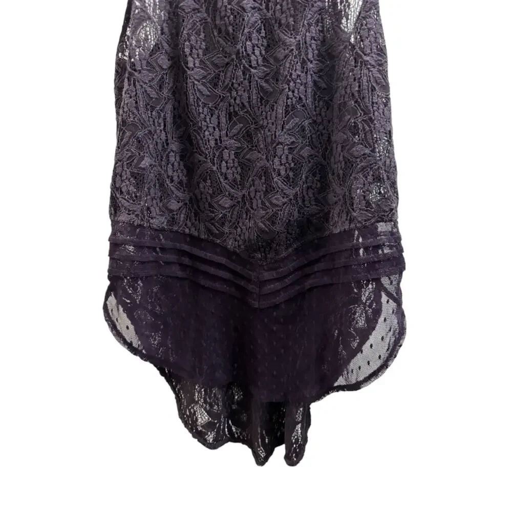 Free People Purple Sheer Lace Sleeveless Tunic Tank Top